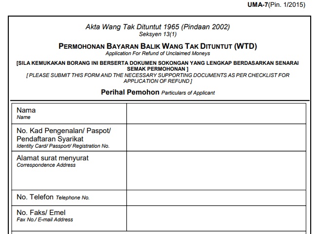 Draf Surat Untuk Mengembalikan Wang Deposit